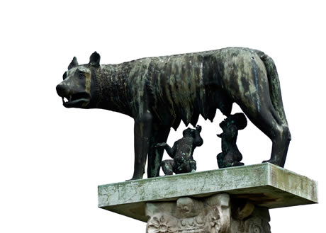 Lupa capitolina con Romolo e Remo a Pisa foto